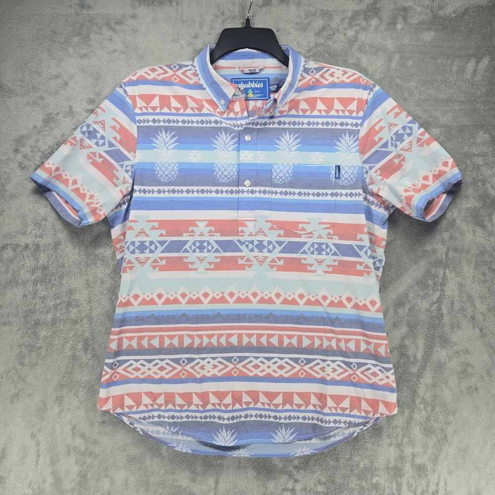 Chubbies Casual Colorful Pineapple & Geometric Pattern Men's Shirt Sz M